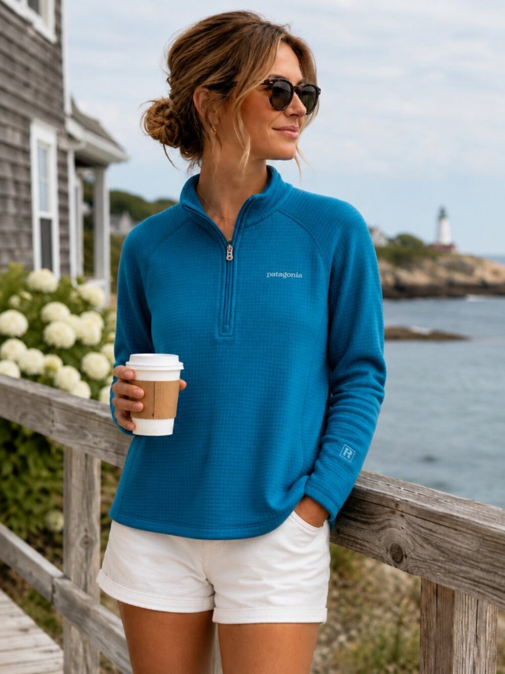 Patagonia R1 Regulator Quarter Zip Grid Fleece Pullover Teal Blue Women's Medium